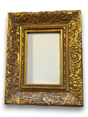 Vintage Ornate Gold Gilt Resin Photo Frame Baroque Style Tabletop Decor 3 x 4.5